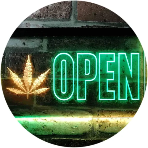 Vista 20 de ADVPRO Open Marijuana Hemp Leaf High Life Dual Color LED Neon Sign Blue & Red 12" x 8.5" st6s32-j0791-br
