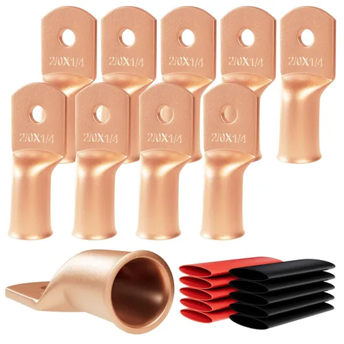 Vista 54 de 6 piezas 1/0 AWG - 1/2" (M12) Sanuke Terminales de anillo para cable de alambre con conectores de extremos resistentes para cable de batería, ojales