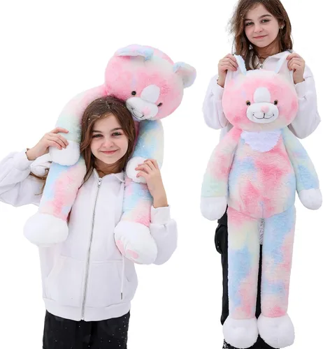 Vista 10 de Tezituor Peluche de Gato Gigante de 39.5 Pulgadas, Juguete de Peluche de Gato de 3.2 Libras con Patas Largas, Almohada Corporal Grande de Gatito