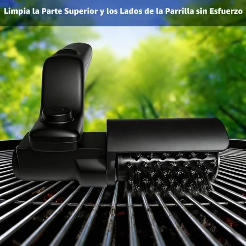 Vista 3 de Cepillo eléctrico inalámbrico para parrilla con ángulo ajustable, motor de potencia de 3 velocidades y cabezal de acero inoxidable, recargable Negro