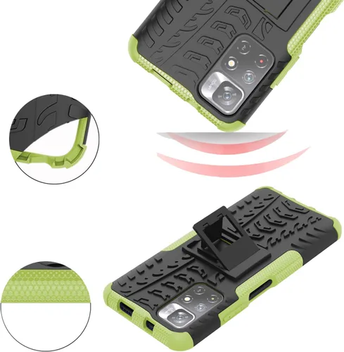 Vista 7 de Asuwish Funda de teléfono para Xiaomi Poco M4 Pro 5G/Redmi Note 11S 5G con protector de pantalla de vidrio templado y soporte delgado híbrido