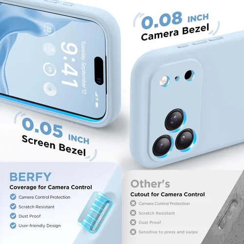Vista 4 de BERFY Funda para iPhone 17 Pro Max, compatible con MagSafe, protector de pantalla de vidrio integrado, protección de cámara, funda de cuerpo