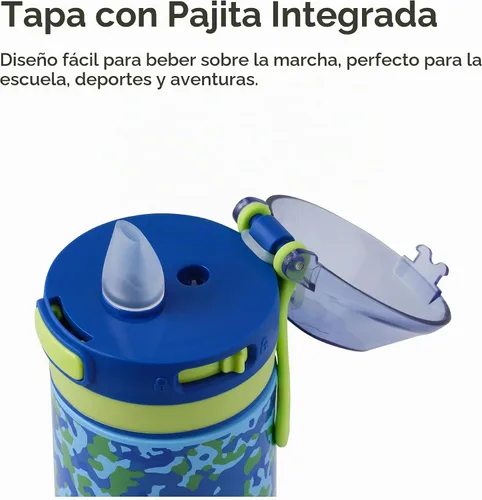 Vista 3 de Manna Astor Botella de agua reutilizable de acero inoxidable a prueba de fugas, 18 onzas, Bluebell Mist and Lime Burst Bluebell Mist y Lime Burst