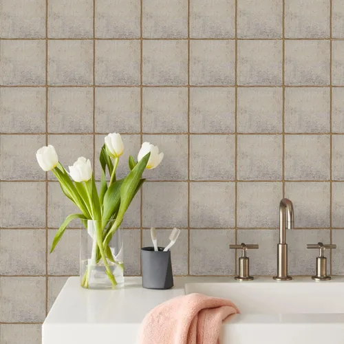 Vista 3 de Alwayspon Vinilo adhesivo efecto piedra, pegatinas para azulejos de pared autoadhesivas, protector antisalpicaduras para cocina y baño, T026