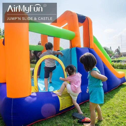 Vista 3 de AirMyFun Casa inflable de rebote para niños pequeños para interiores y exteriores, casa de rebote ancha para niños grandes con soplador de 450 W