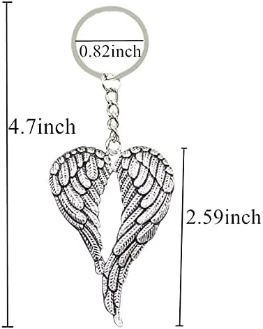 Vista 2 de PHAETON 20pcs plata alas de ángel encantos llavero para memorial llavero religioso regalos