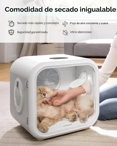 Vista 3 de HomeRunPet Secador para gatos, caja automática y silenciosa de 360° eficiente con control inteligente de temperatura, ideal para perros pequeños