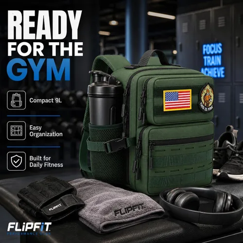 Vista 5 de Mini mochila táctica de 9L para hombres y mujeres, mochila táctica militar pequeña para deportes, gimnasio, senderismo, viajes, camping, Verde Verde