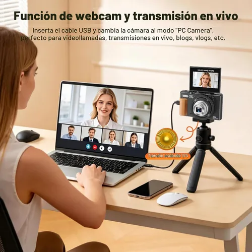 Vista 13 de Cámara digital 5K para fotografía, cámara de vlogging de 80MP para YouTube Negro