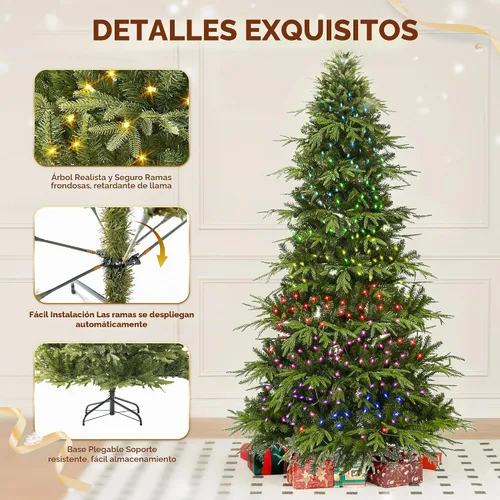 Vista 9 de HOLLO STAR Árbol de Navidad tipo lápiz preiluminado de 7.5 pies con 400 luces LED, control de aplicación, árbol de Navidad artificial Aspen, luces