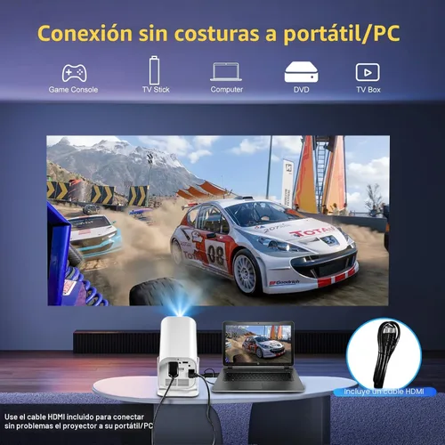 Vista 6 de Aplicaciones integradas, enfoque eléctrico y rotación de 210°: mini proyector con WiFi y Bluetooth, proyector portátil de 1080P, proyector