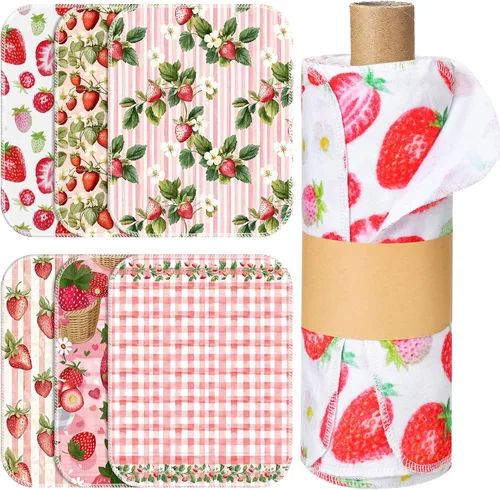 Vista 19 de Paquete de 6 paños de cocina reutilizables, toallas de algodón, flores silvestres