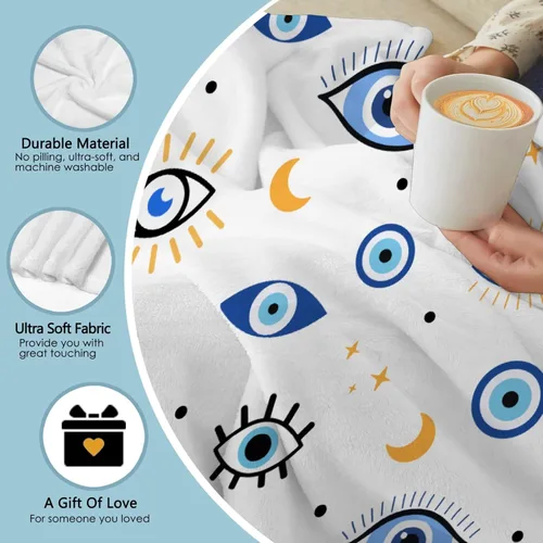 Vista 5 de Manta contra el mal de ojo para recién nacidos, manta de envoltura ultra suave, manta energética, de felpa, ligera, acogedora y transpirable, manta