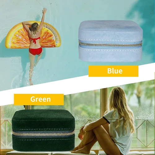 Vista 6 de Joyero de terciopelo de viaje con espejo, mini estuche de regalo para mujeres y niñas, pequeñas cajas organizadoras portátiles para anillos, aretes