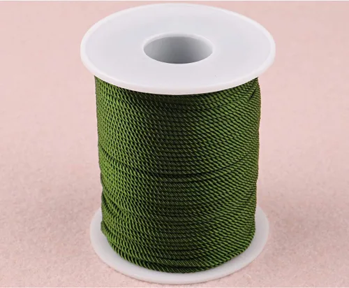 Vista 3 de Cuerda de nailon trenzado de 3 capas para jardinería, manualidades, fabricación de pulseras (0.059 in-164 pies, verde militar)
