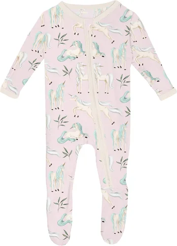 Vista 62 de KicKee Baby & Toddler - Pijama de viscosa ultrasuave de bambú con patas abatibles y puños