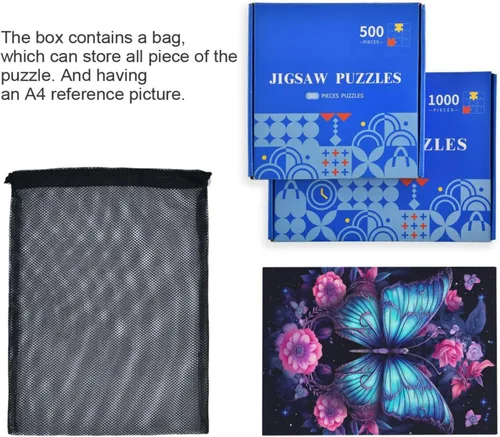 Vista 7 de Butterfly Floral Jigsaw Puzzles 500 Pieces for Adults with Mesh Storage Bag 2011491