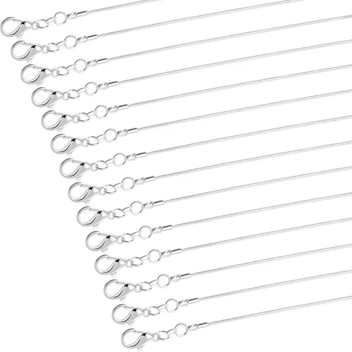 Vista 8 de Cadenas de Collar Paxcoo de 30 Piezas - Cadenas de Serpiente Chapadas en Plata para Hacer Joyería, 1.2 mm (22 Pulgadas)