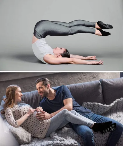 Vista 6 de DIBAOLONG Paquete de 9 calcetines de yoga antideslizantes para mujer con agarres, calcetines antideslizantes para pilates, barre fitness (8-10)