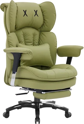 Vista 15 de Efomao Silla de oficina blanca grande y alta con reposapiés, silla ergonómica de respaldo alto para computadora con reposabrazos ajustables, asiento