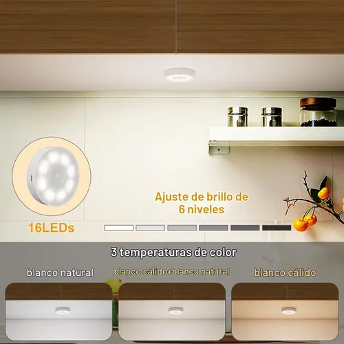 Vista 2 de Luces para debajo del gabinete, paquete de 3 luces recargables con sensor