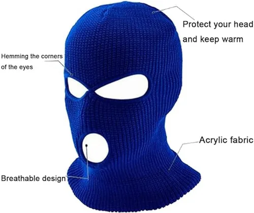 Vista 5 de Máscaras de esquí azules para todos los fanáticos de los leones, We're Villains Honolulu - Máscara de esquí azul de 3 agujeros para hombres y mujeres