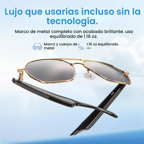 Vista 5 de AI Translator - Gafas de sol inteligentes, audio Bluetooth de oído abierto