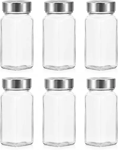 Vista 9 de Tianifa 2 tarros de especias negras, botellas de condimento de vidrio de 4 onzas, contenedor de especias, frascos de especias vacíos, botellas Negro