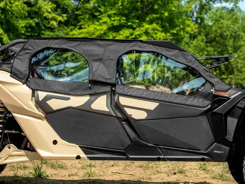 Vista 6 de SuperATV Primal Soft Cab - Puertas superiores para Can-Am Maverick X3 MAX 2017+ Resistente al agua, desgarros, rayos UV Ventanas de vinilo