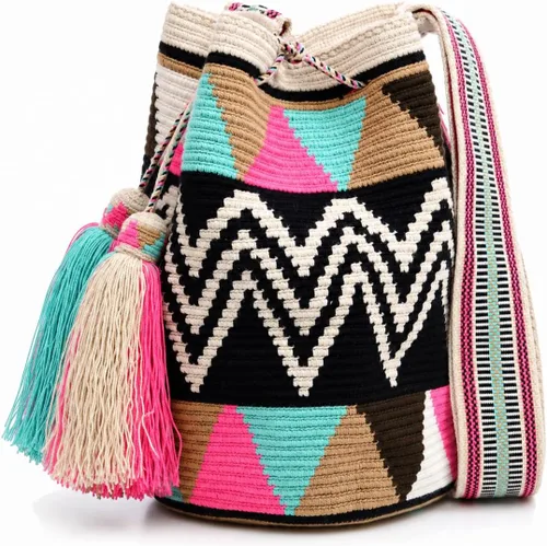 Vista 9 de WYOU Designer Collection Wayuu Hand-Crochet Woven Bag - Boho Crossbody, Colorful Purses for Women Bibury