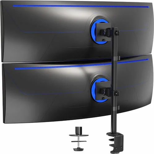 Vista 13 de Montaje vertical para escritorio de computadora VIVO, para 2 pantallas de hasta 27" (STAND-V002R)