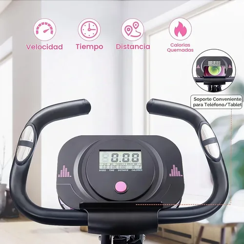 Vista 2 de Merax Bicicleta de entrenamiento para el hogar: bicicleta estática reclinada 2 en 1 y posiciones verticales de bicicleta de ciclismo