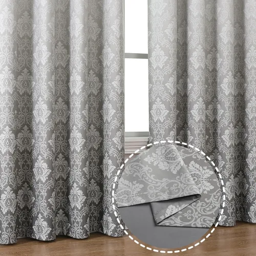 Vista 5 de Flyfun Medallion - Cortinas opacas de 84 pulgadas de largo, con aislamiento térmico y ojales, juego de 2 paneles de cortinas para dormitorio
