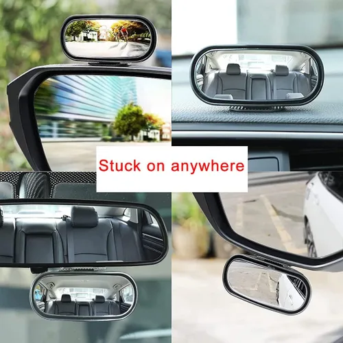 Vista 6 de Espejos de Punto Ciego ajustables Espejo Retrovisor Espejos de Coche para Bebé, Adhesivo Fuerte Vidrio HD Convexo, se adhiere en espejo lateral
