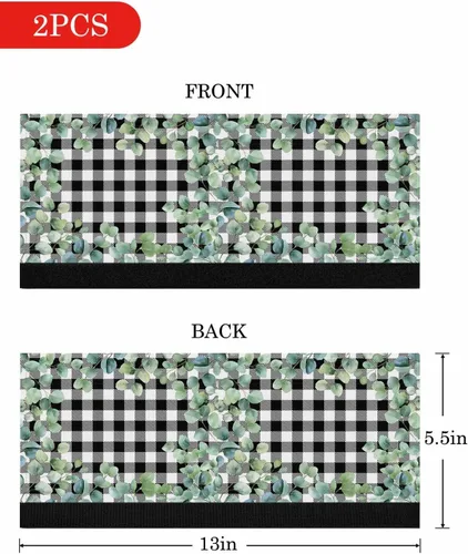 Vista 7 de Juego de 2 fundas para manijas de puerta de refrigerador a cuadros blancos y negros para lavavajillas, microondas, horno, nevera, estufa, accesorios