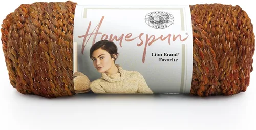Vista 50 de Lion Brand Yarn Hilo Homespun, Hilo Suave y Voluminoso para Tejer, Ganchillo y Manualidades, 1 paquete, Beachside Stripes