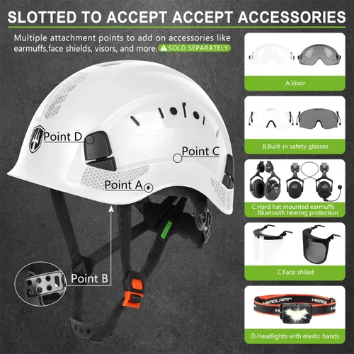 Vista 5 de GREEN DEVIL Casco de seguridad para construcción Casco duro ANSI Z89.1 Cascos De Construcción con ventilación ABS Casco de trabajo para hombres