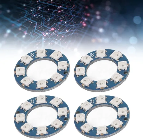 Vista 3 de 4 piezas de accesorios de módulo de luz RGB, luces LED, decoración del hogar, módulo LED de 8 canales, interfaz digital, WS2812 5050 5V LED anillo