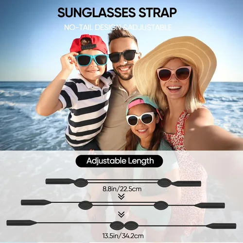 Vista 2 de Correa ajustable para anteojos sin cola, correa antideslizante para lentes de sol, con cable de alambre de acero, correas para gafas (3 piezas)