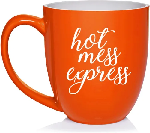 Vista 3 de Daylor Hot Mess Express - Taza de café de cerámica divertida para ella, él, amigo, compañero de trabajo, esposa, esposo (11 onzas, azul)