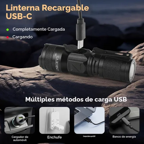 Vista 6 de UNROEVS Mini linterna recargable con imán, linternas de bolsillo de alto lúmenes con clip, luz LED compacta de 1200 lúmenes, pequeña luz y largo