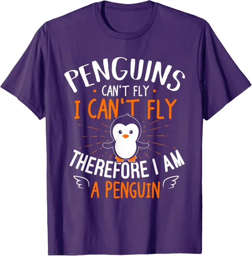 Vista 76 de Penguins Can't Fly Shirt - Camiseta de regalo para amantes de los pingüinos, Azul Azul Marino