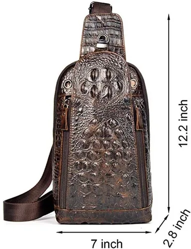 Vista 7 de Mochila estilo bandolera de piel para hombres y mujeres bandolera de hombro al pecho mochila de uso diario para viajes al aire libre campamento