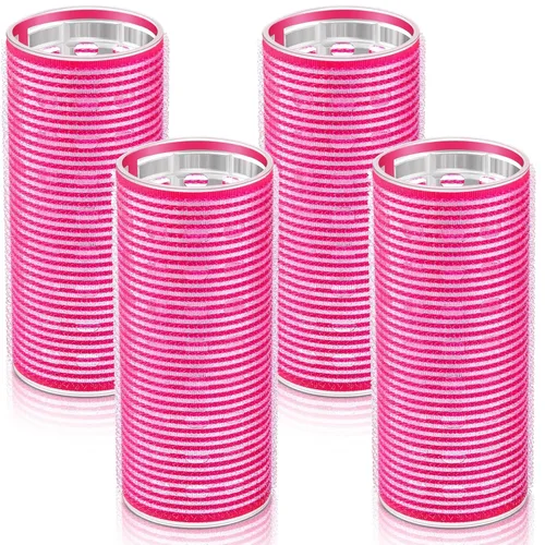 Vista 18 de WILLBOND 4 rodillos de pelo largos para flequillo, rizadores de núcleo de aluminio, rodillo térmico de autoagarre para cabello largo y mediano, Negro
