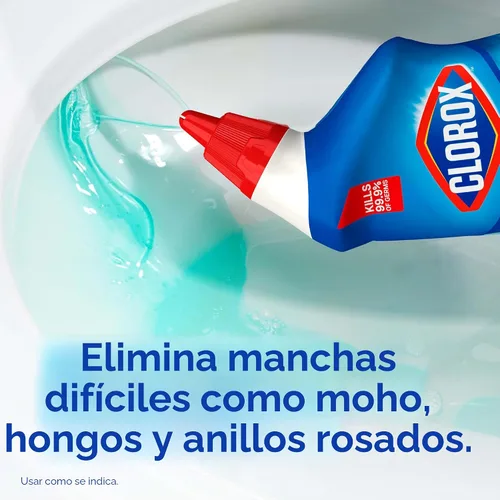 Vista 5 de Clorox Limpiador de inodoro, gel blanqueador adherente, mata el 99.9% de bacterias y virus, niebla oceánica, 24 onzas líquidas, paquete de 2