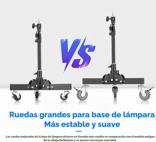 Vista 9 de AMBITFUL Soporte de luz de fotografía con ruedas de 21-31.9 pulgadas con altura ajustable, diseño plegable y 3 ruedas de bloqueo para disparos