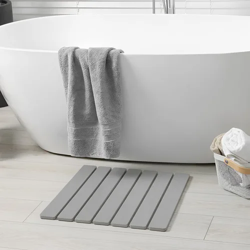 Vista 12 de Meowoo Tapete de baño plegable de piedra de 15.7 x 11.8 pulgadas, tapete de baño de tierra de diatomeas, antideslizante, de secado rápido, súper