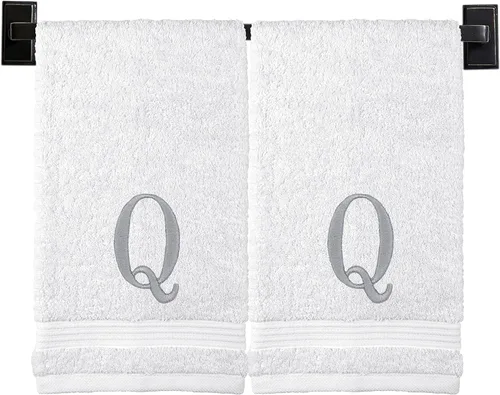 Vista 13 de Toallas de mano con monograma para baño Juego de 2 Toallas turcas genuinas Elige toalla e hilo A - Z Toallas con monograma con fuente