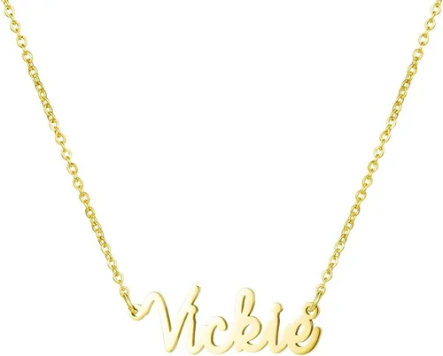Vista 7 de Yiyang Collar con dije y nombre personalizable, de acero inoxidable, chapado en oro de 18 quilates, joyería para niñas, regalo de cumpleaños