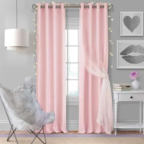Vista 9 de Elrene Home Fashions Aurora - Cortina opaca transparente para niños, (lavanda), (52 x 63)